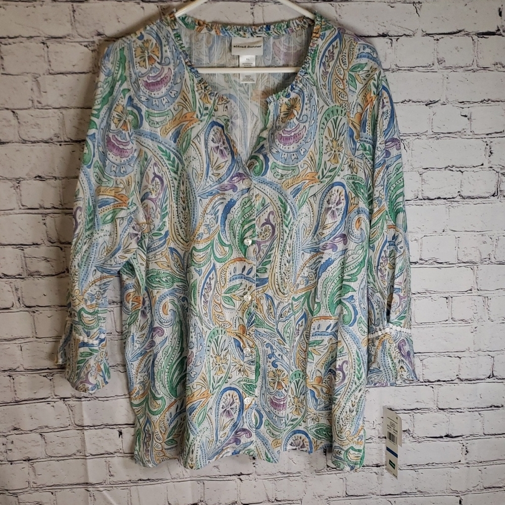 Alfred Dunner Multicolor Paisley Blouse